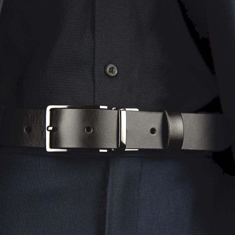 Kožený opasok MODERN PEARL, šírka 3.3cm, Slovenská výroba - Čierna