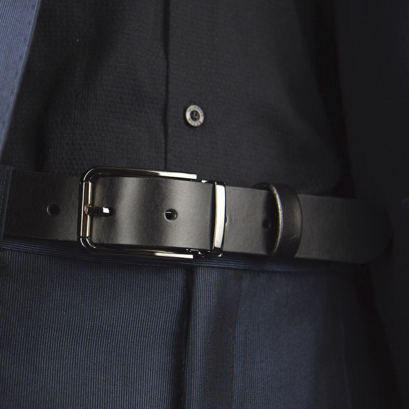 Kožený opasok PEARL GOLD, šírka 3.3cm, Slovenská výroba - Čierna