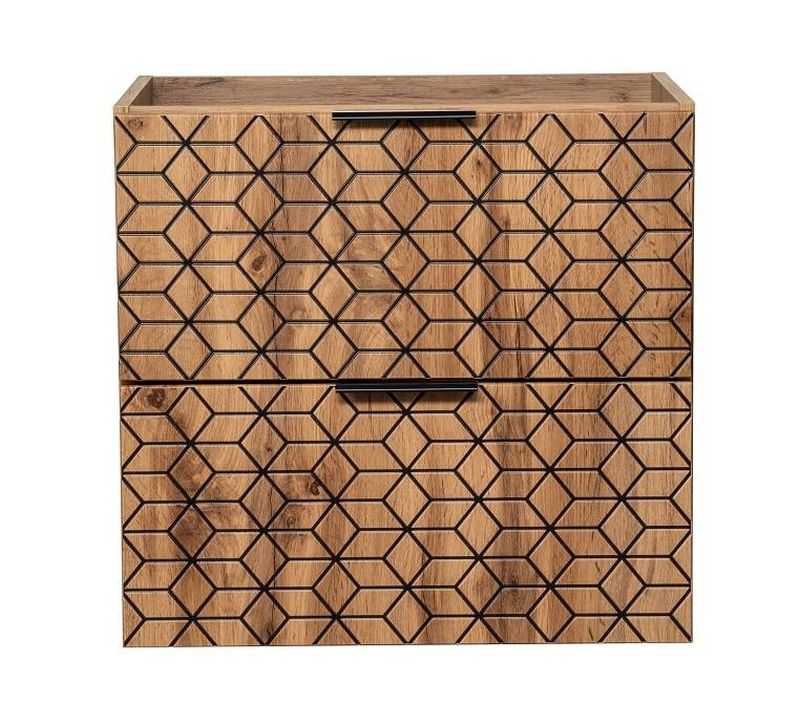 Skrinka pod umývadlo, 60cm, dub wotan, čierna, DIAMOND 82-60-D-2S