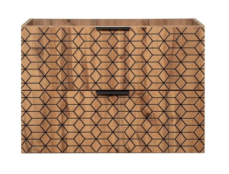 Skrinka pod umývadlo, 80cm, dub wotan, čierna, DIAMOND 82-80-D-2S