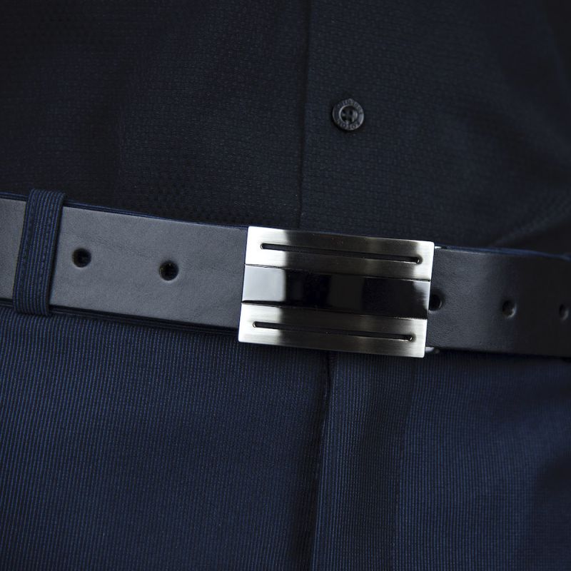 Kožený opasok CONSTRUCT, šírka 3.3cm, Slovenská výroba - Čierna