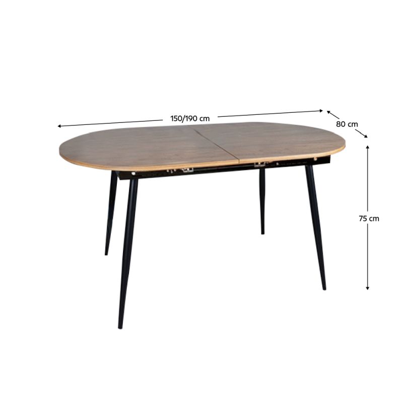 Jedálenský stôl, 150x80cm, rozkladací, MDF, dub, čierny, TAMERON
