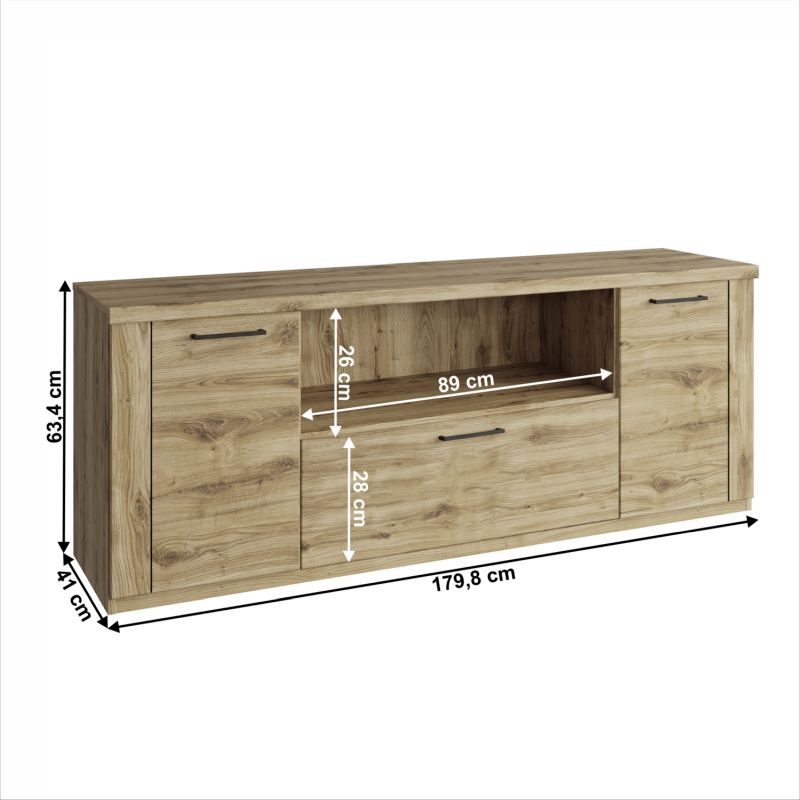 TV stolík, 180cm, dub navarra, DORSI 2D1S