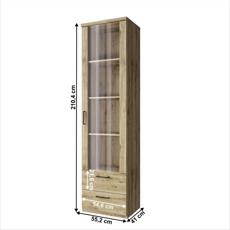 Vitrína, 55cm, dub navarra, DORSI 1W2S