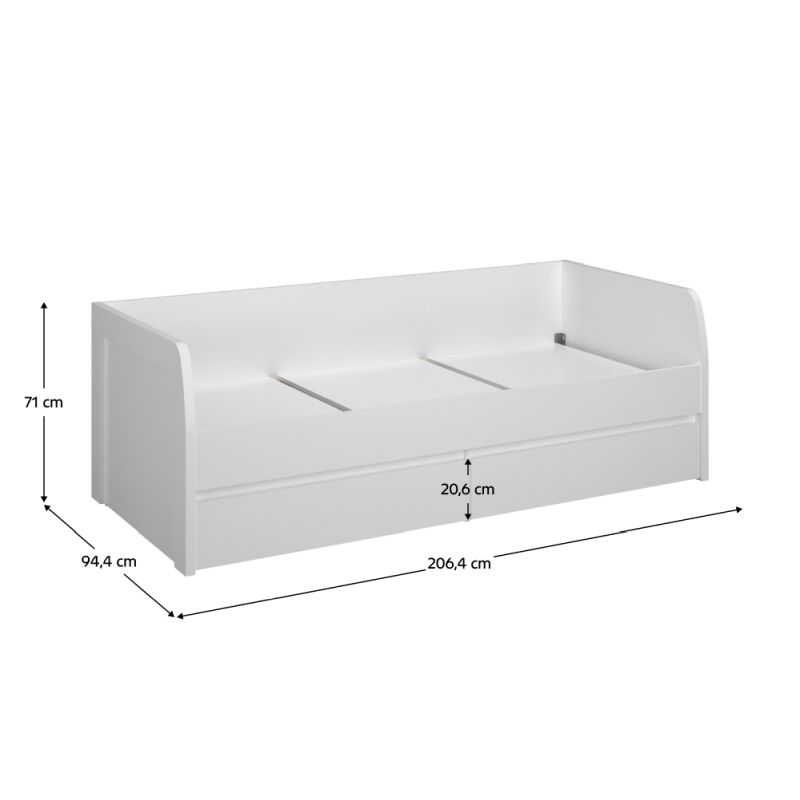 Posteľ, 90x200, s roštom, biela, ERODIN 2S