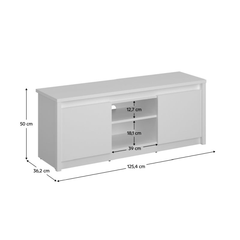 Kondela TV stolík, 125cm, biely, ERODIN 2D