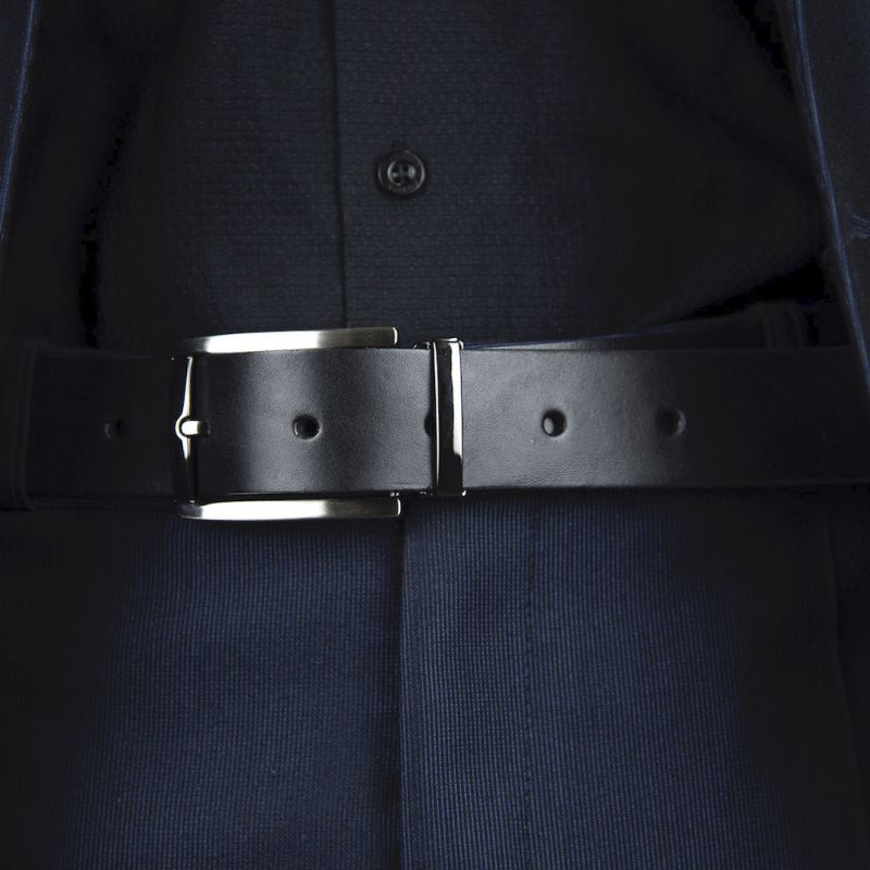 Kožený opasok GUN METAL, šírka 3.3cm, Slovenská výroba - Čierna
