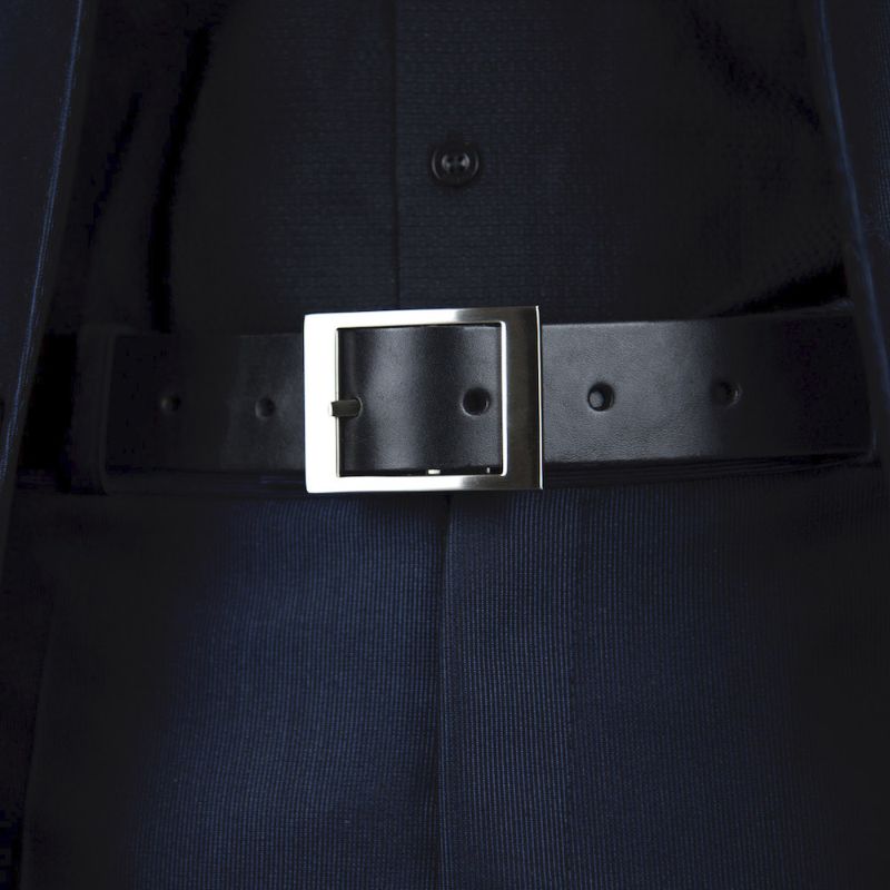 Kožený opasok SILVER TRICK, šírka 3.3cm, Slovenská výroba - Čierna