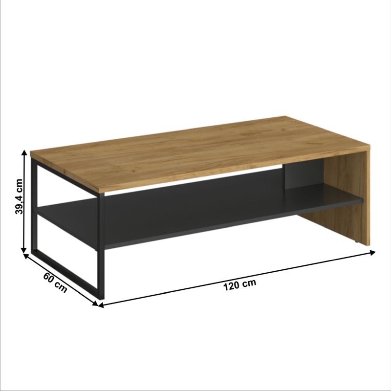 Konferenčný stolík, 120x60cm, dub craf zlatý, antracit, SANTANA