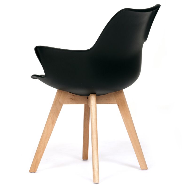 Jedálenská stolička, čierna, plast, ekokoža, CT-771 BK