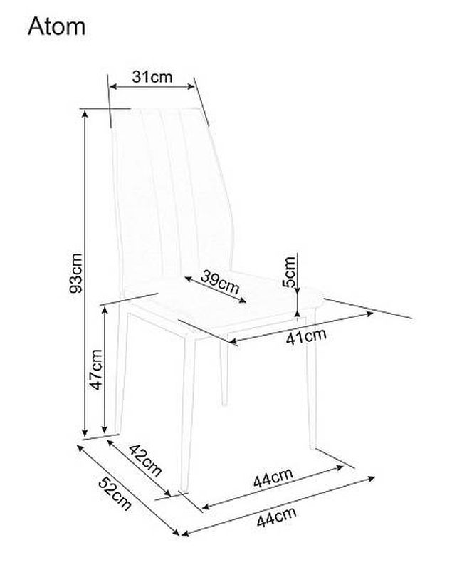 Jedálenská stolička, čierna látka, nohy kov čierny, ATOM VELVET
