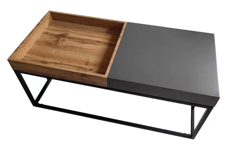 Konferenčný stolík, 100x50cm, dub artisan, čierny, antracit, LUNARIA