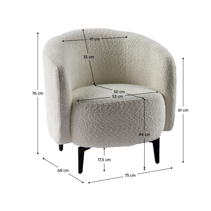 Dizajnové kreslo, celočalúnené, kov čierny, biela látka, PRESO