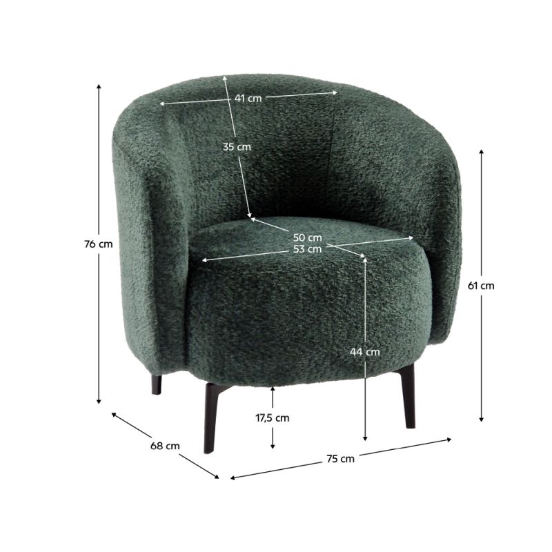 Dizajnové kreslo, kov čierny, zelená látka, PRESO