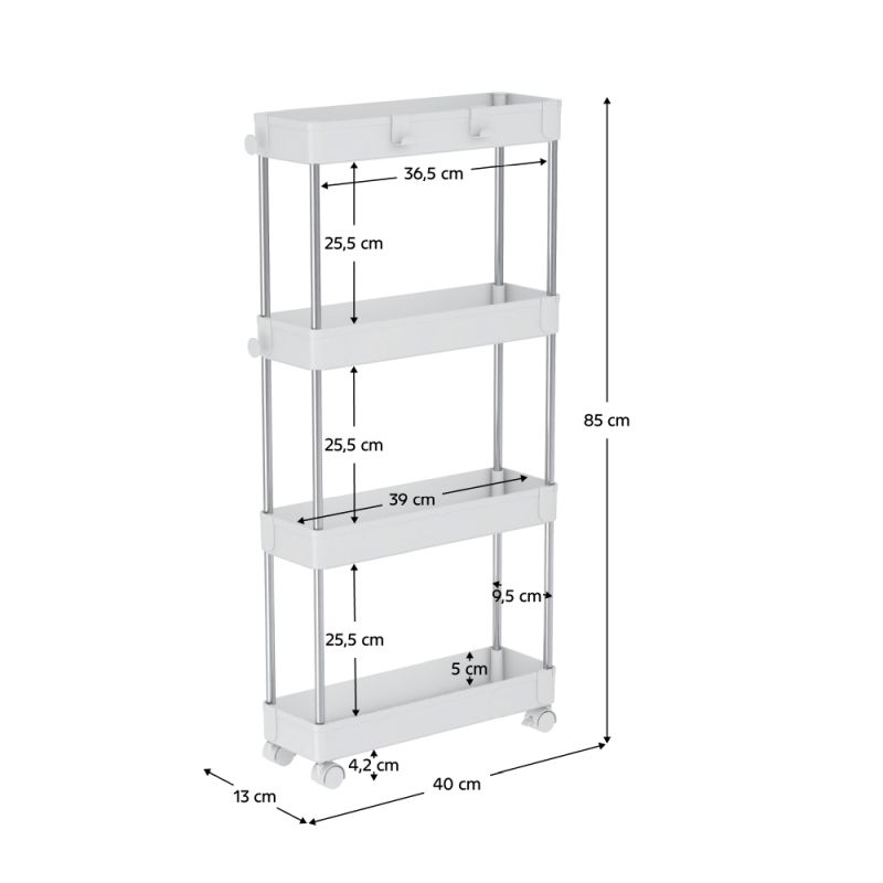 Pojazdný regál, 40cm, biely, ALIOL TYP 2