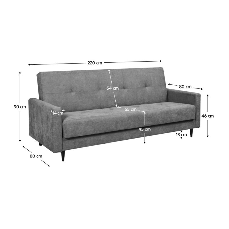 Rozkladacia pohovka, sivá látka, VALDO