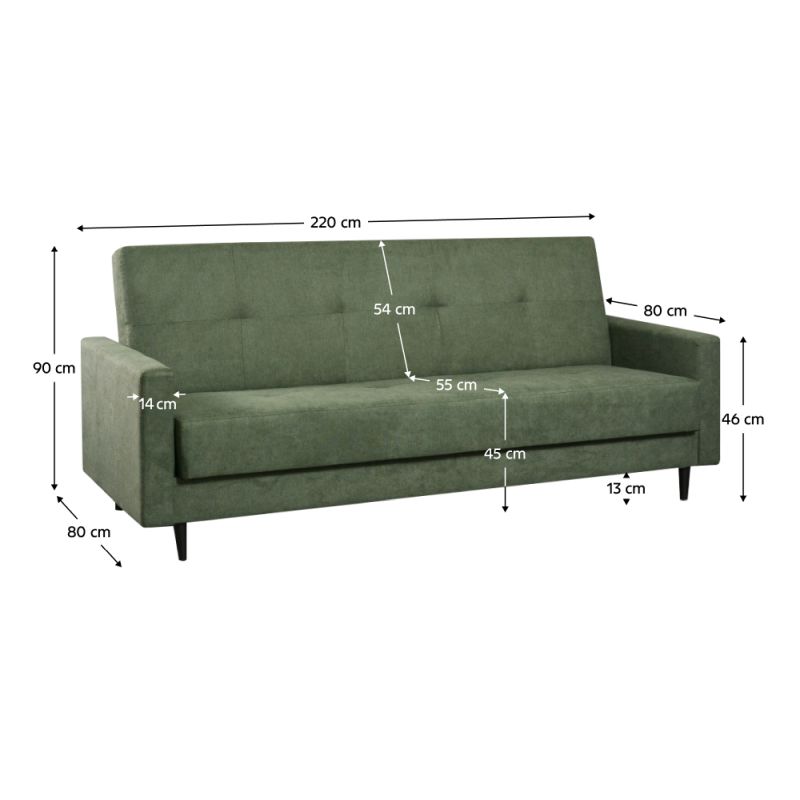 Rozkladacia pohovka, zelená látka, VALDO