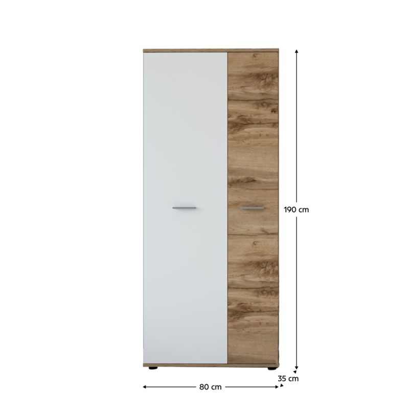 Skriňa, 80cm, vešiaková, dub wotan, biela, IRIA 2D A
