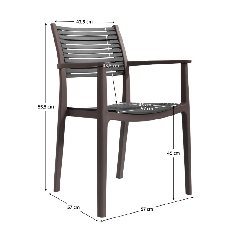 Stohovateľná stolička, hnedý a sivý plast, HERTA