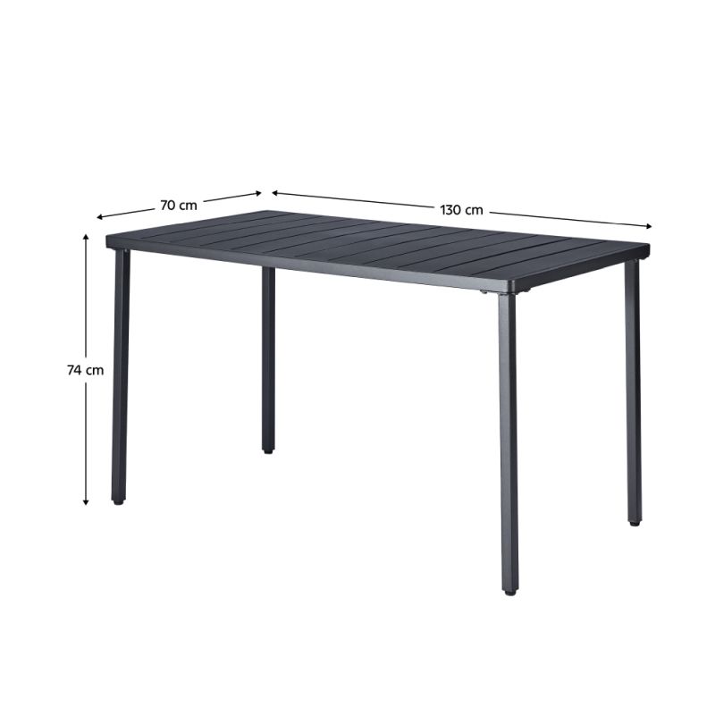 Záhradný stôl, 130x70cm, čierny, kov, SALTON