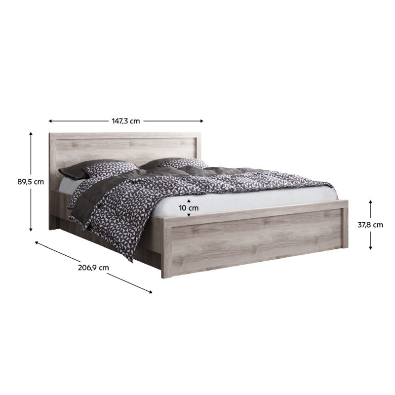 Posteľ, 140x200, s roštom, úložný priestor, gaštan nairobi, JESI