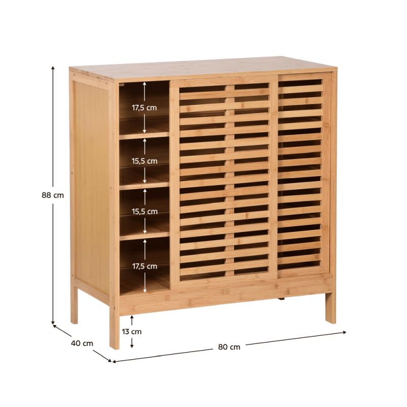 Botník, 80cm, 4-policový, bambus, prírodný, NALDO