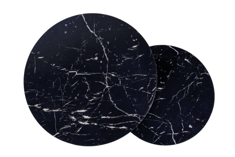 Set konferenčných stolíkov, 53x53cm, čierny z efektom mramoru, AMARO BLACK