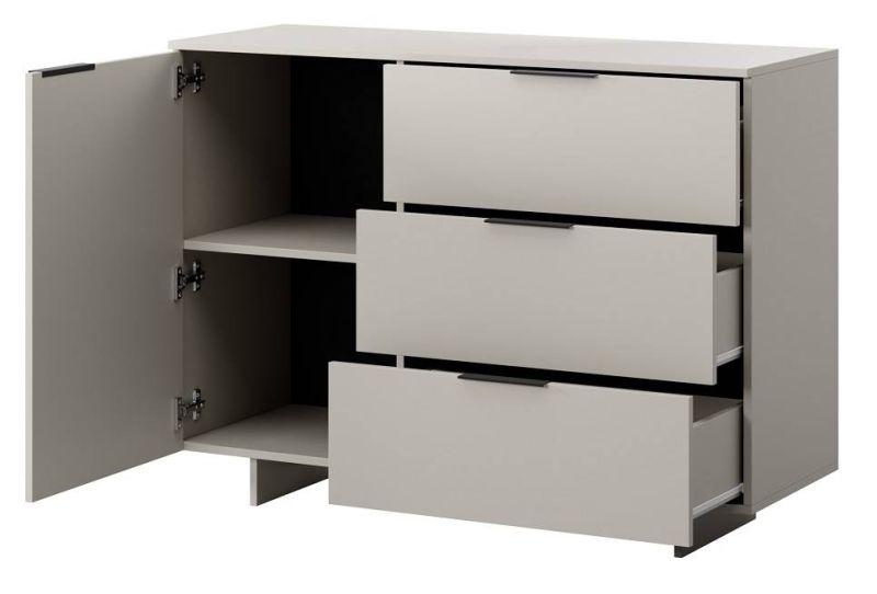 Komoda, 120cm, kombinovaná, pieskovo béžová, ALMA 1D3S