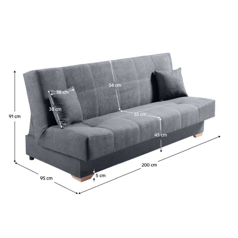 Rozkladacia pohovka, sivá, GINY