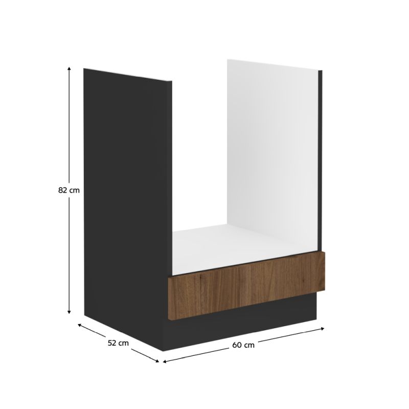 Spodná skrinka na rúru, 60cm, orech okapi, čierna, MENZO 60 D GAZ BB