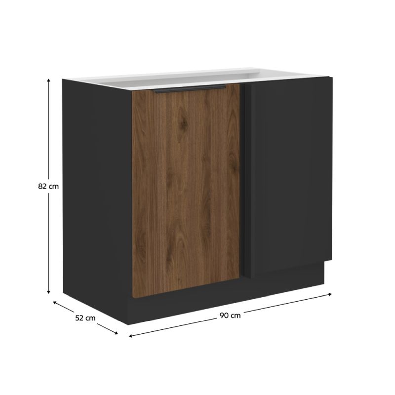 Spodná skrinka, 90cm, orech okapi, čierna, MENZO 105 ND 1F BB