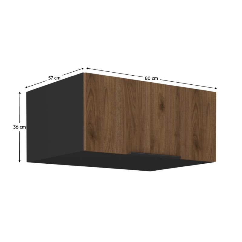 Horná skrinka, 80cm, orech okapi, čierna, MENZO 80 NAGU-36 1F