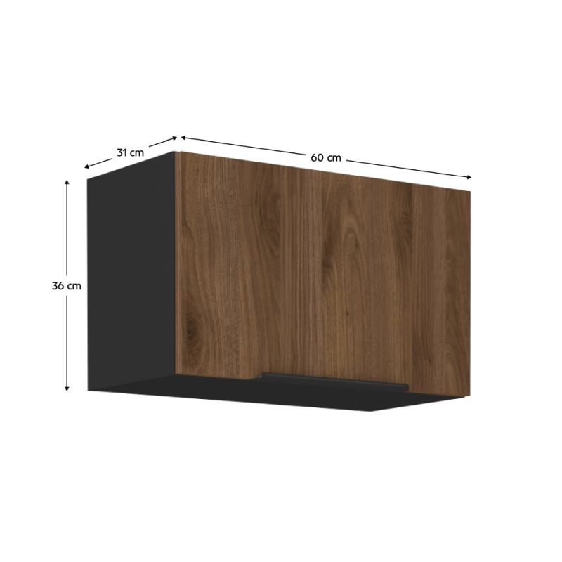 Horná skrinka, 60cm, orech okapi, čierna, MENZO 60 GU-36 1F
