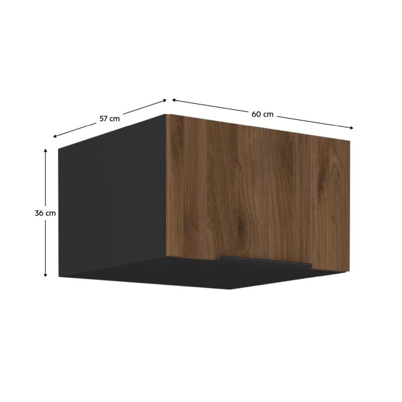 Horná skrinka, 60cm, orech okapi, čierna, MENZO 60 NAGU-36 1F