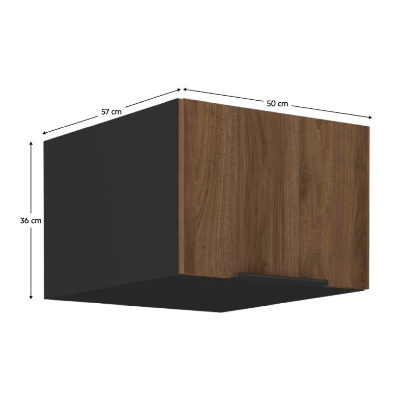 Horná skrinka, 50cm, orech okapi, čierna, MENZO 50 NAGU-36 1F