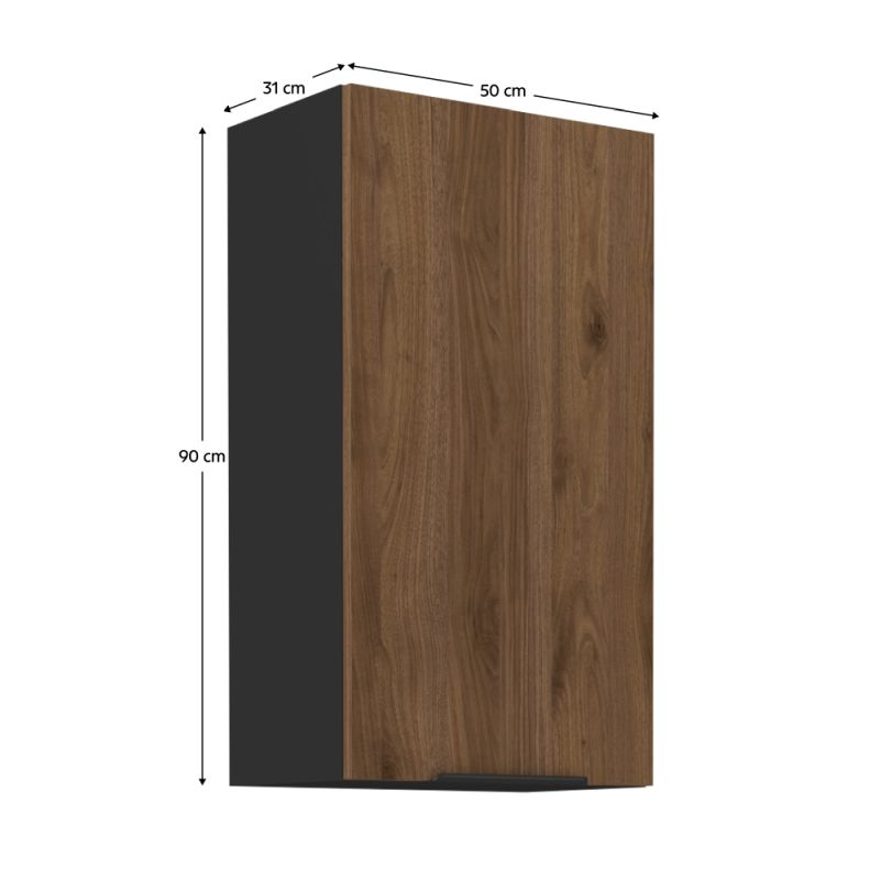 Horná skrinka, 50cm, orech okapi, čierna, MENZO 50 G-90 1F