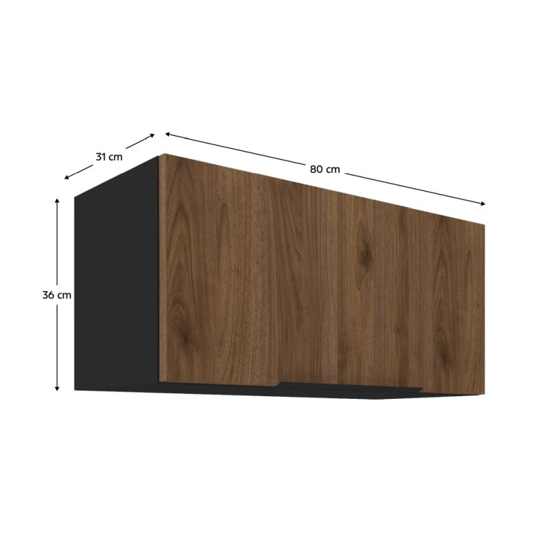 Horná skrinka, 80cm, orech okapi, čierna, MENZO 80 GU-36 1F