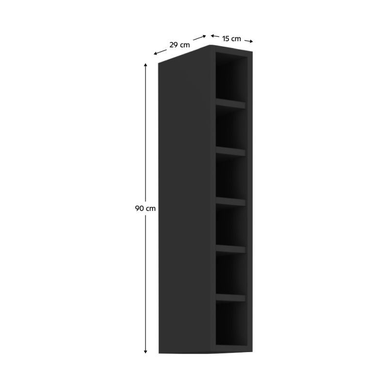 Horná skrinka otvorená, 15cm, čierna, ARAKA, MENZO, SIBER 15 G-90 OTW