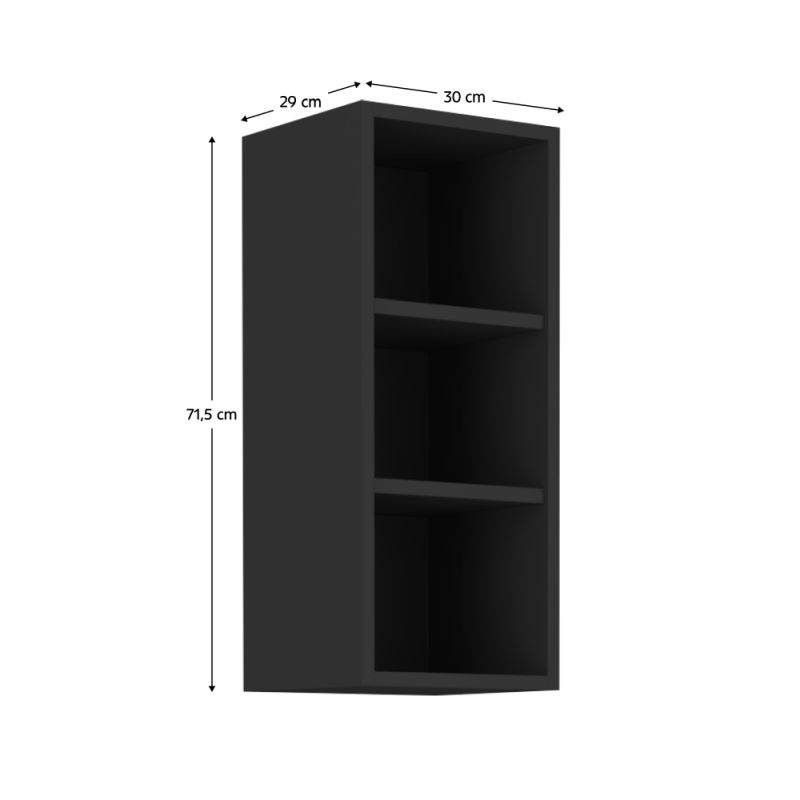 Horná skrinka otvorená, 30cm, čierna, ARAKA, MENZO, SIBER 30 G-72 OTW