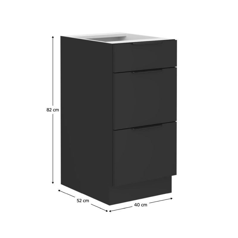 Spodná skrinka, 40cm, čierna, SIBER 40 D 3S BB