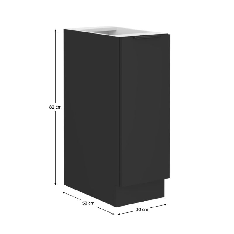 Spodná skrinka s košom, 30cm, čierna, SIBER 30 D CARGO BB