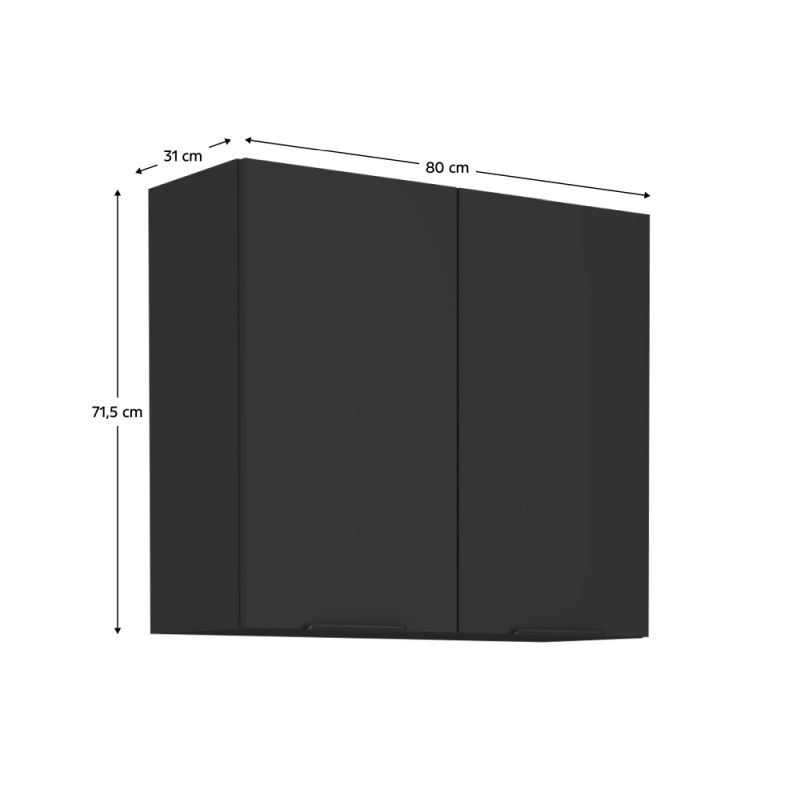Horná skrinka, 80cm, čierna, SIBER 80 G-72 2F