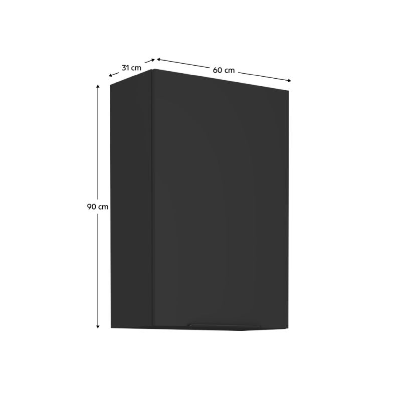Horná skrinka, 60cm, čierna, SIBER 60 G-90 1F