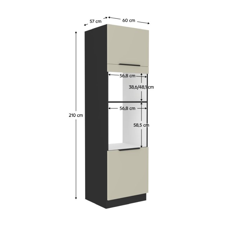 Skrinka na rúru, 60cm, cashmere, čierna, ARAKA 60 DPM-210 2F