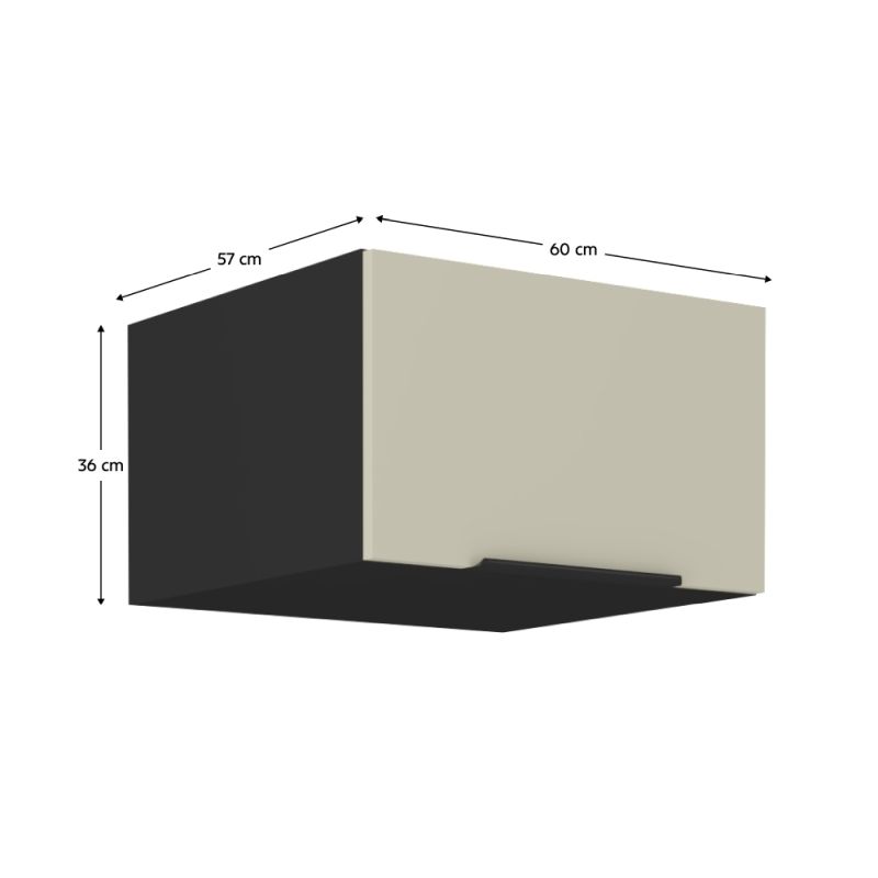 Horná skrinka, 60cm, cashmere, čierna, ARAKA 60 NAGU-36 1F