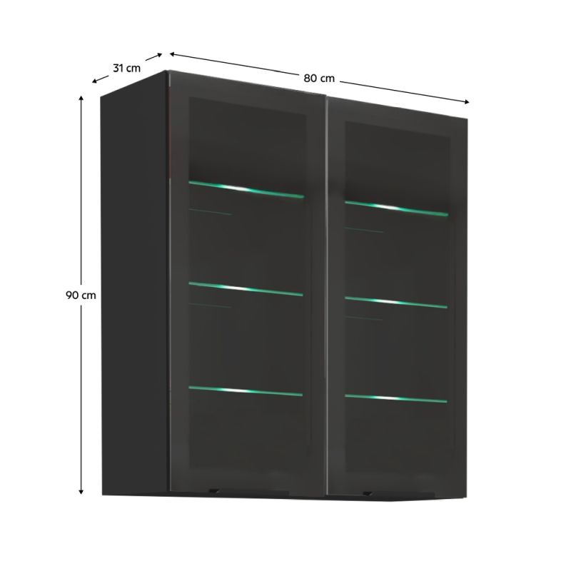 Horná skrinka, 80cm, čierna, ARAKA, MENZO, SIBER, 80 GS-90 2F