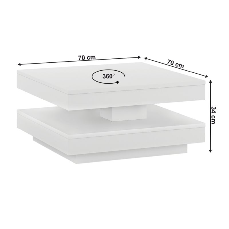 Konferenčný stolík, 70x70cm, biely, MANDY