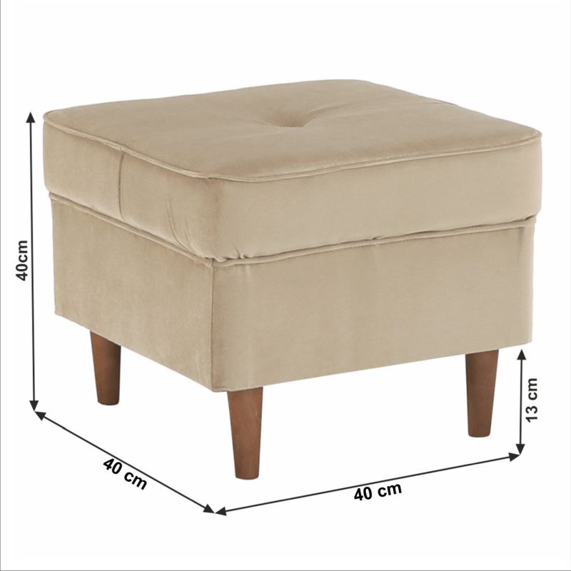 Moderný taburet, 40cm, látka béžovozlatá, drevo orech, RUFINO 3 NEW