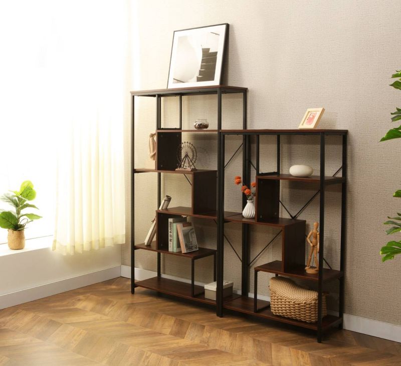 Regál, 85cm, policový, čierny mat, tmavý orech, NET A