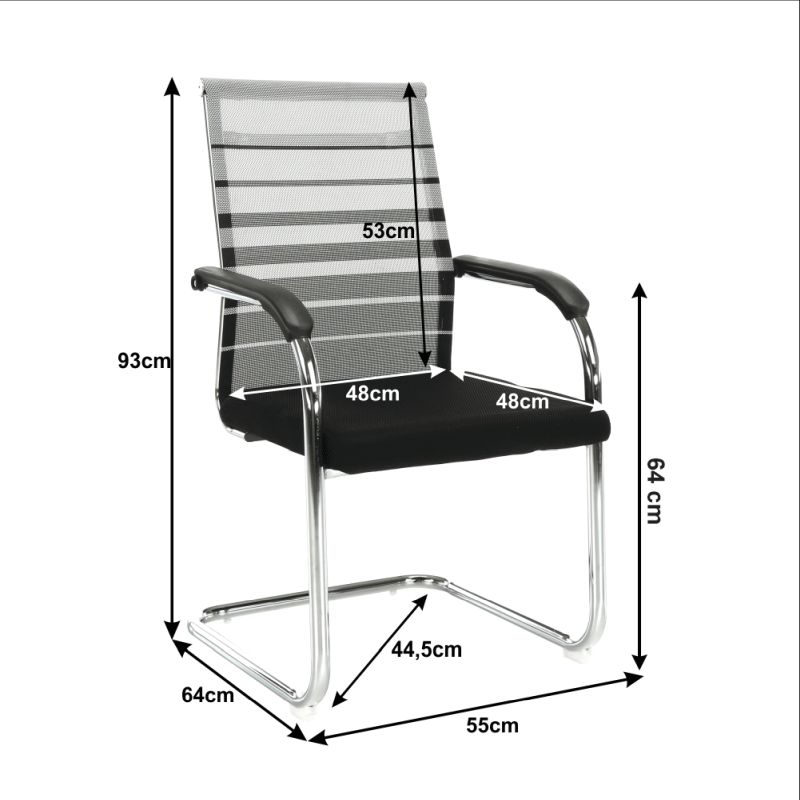 Zasadacia stolička, sivá a čierna sieťovina, kov strieborný, ESIN